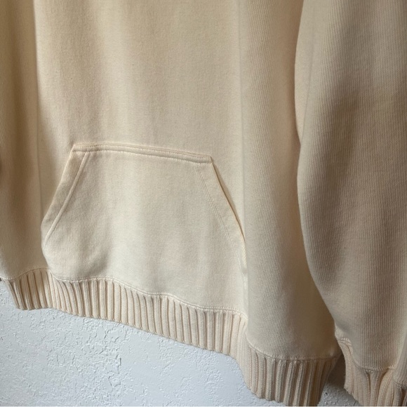 VTG Liz Claiborne Cozy Neutral Ivory Crewneck 1/4 Zip Ribbed Hems XL 100% cotton - Picture 4 of 11